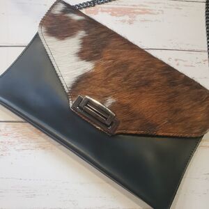 Italian Calf Hair & Leather convertable Envelope Shoulder Bag/Clutch